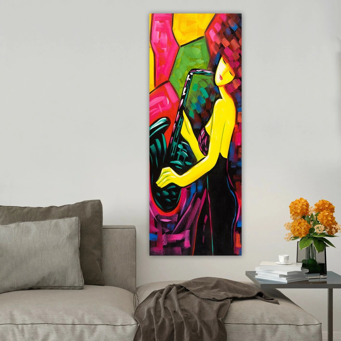 Pikturë dekorative në kanavacë, shumëngjyrëshe, kornizë druri, 30x80cm, DKY484840348_3080