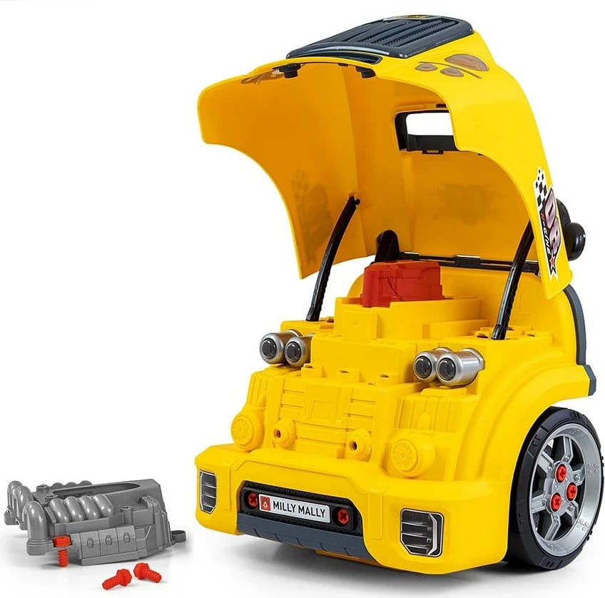 lodër edukative mekaniku, Milly Mally N-GINE, 56 pjesë, efekte dritë/tingull, 3xAA, 3+, e verdhë