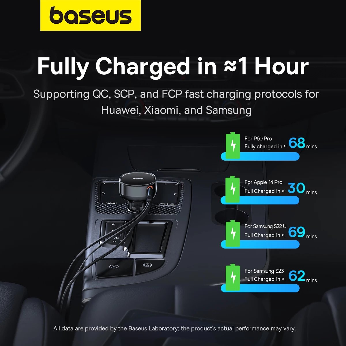 Karikues veture Baseus Enjoyment Pro, C00057803111-00, 60W, USB-C (femër) / Lightning (mashkull), zi