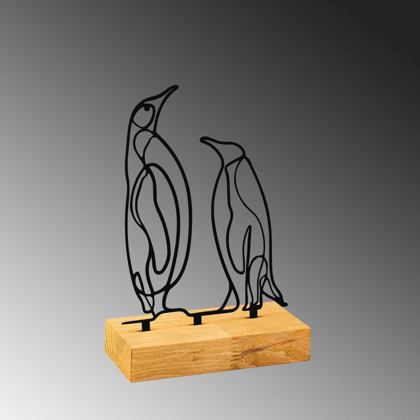 Dekor pingu, metal i zi, bazë druri, Aberto Design, 26x8x17cm
