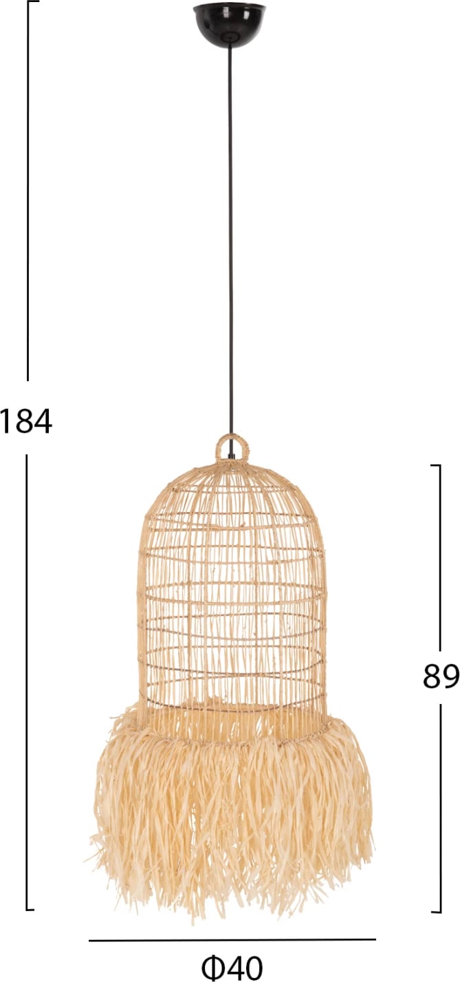 Llambë varëse tavani, fibra gjethe palme, ngjyrë natyrale, Φ40x55H cm Llambë varëse tavani, fibra gjethe palme, ngjyrë natyrale, Φ40x55H cm