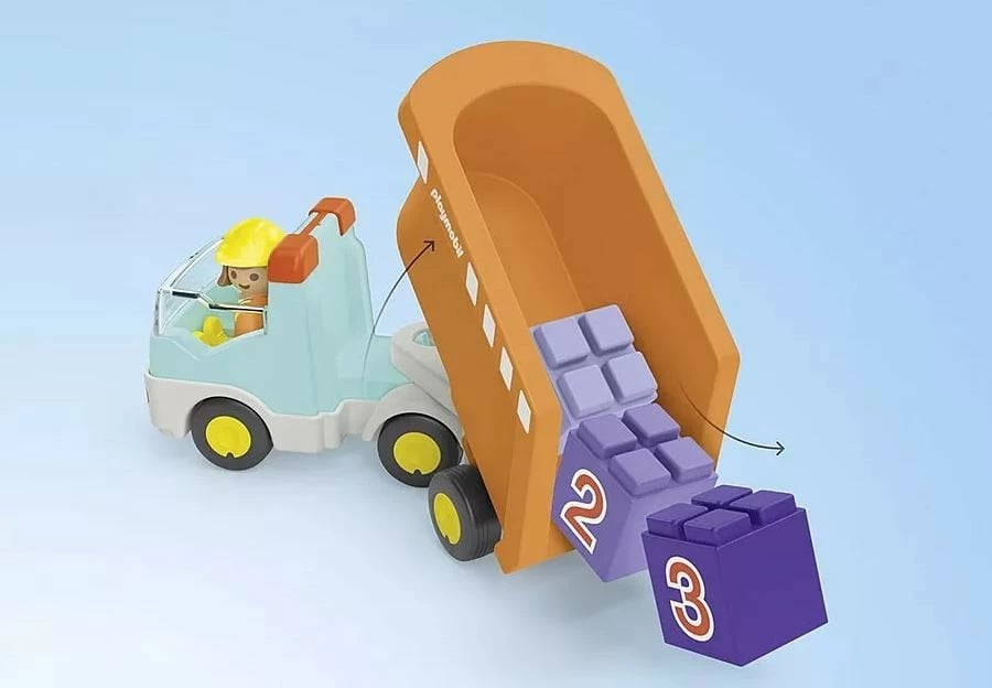 Set lodrash Playmobil Junior 71685 me kamion dhe figurë ndërtuesi, 6 pjesë