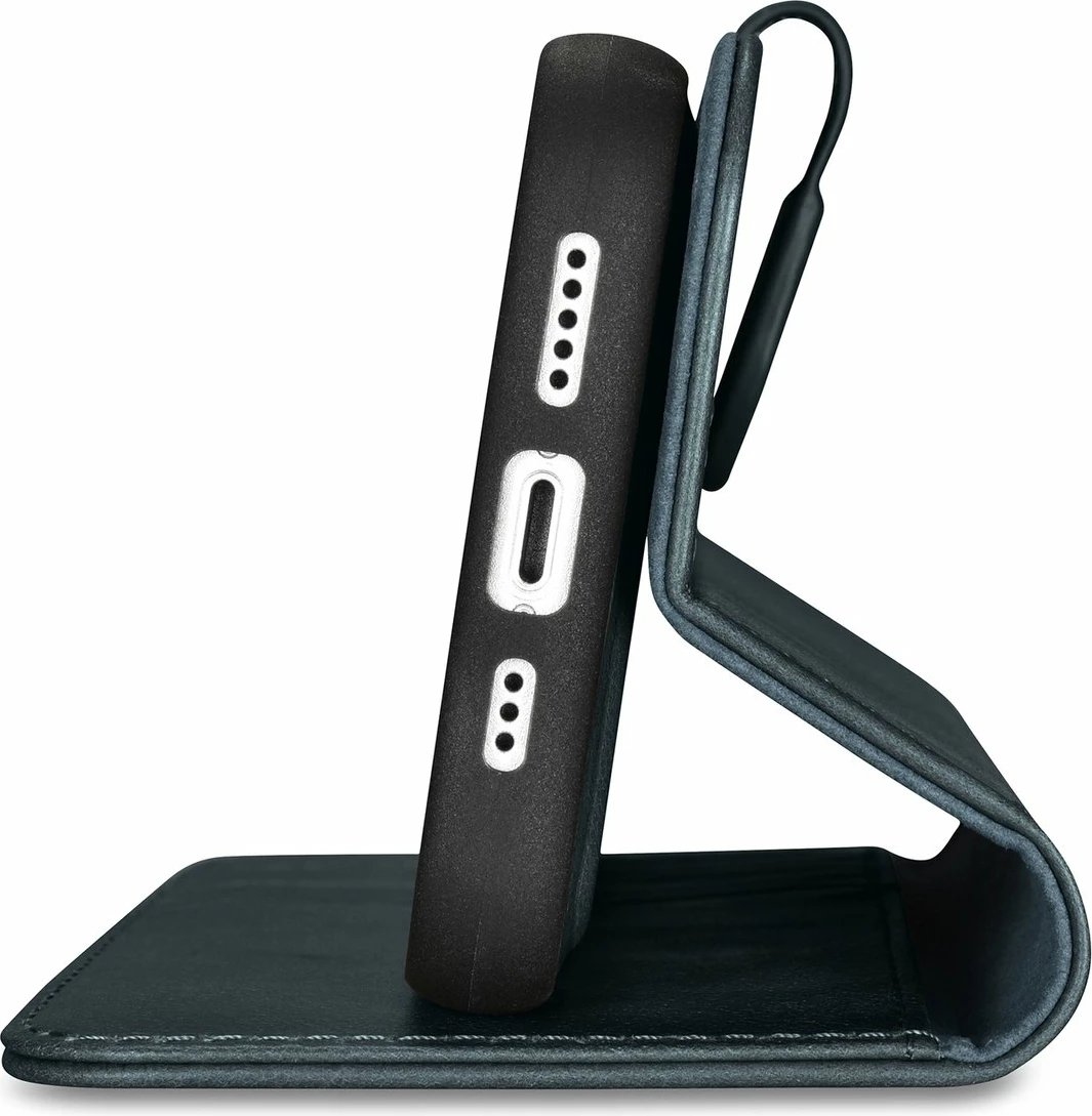 Mbështjellës iCarer Oil Wax Wallet 2in1 për iPhone 14 Plus, lëkurë, Anti-RFID, Blu