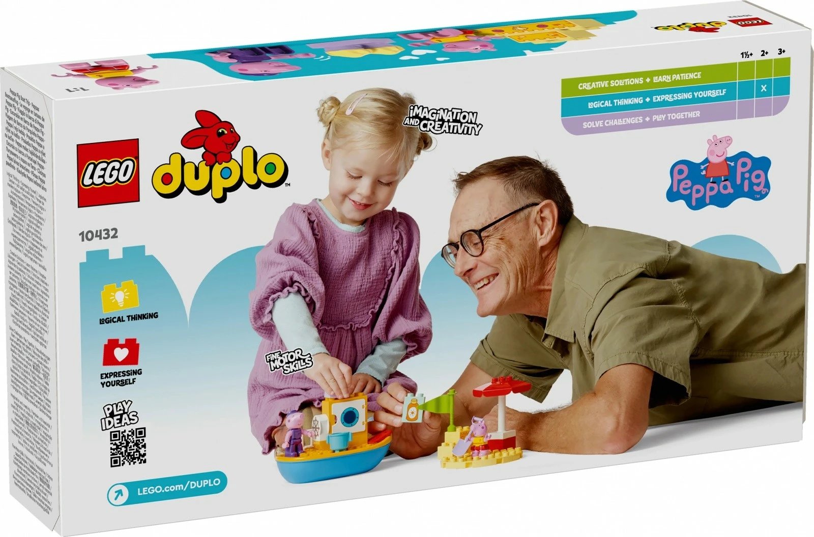 Set ndërtimi LEGO DUPLO Peppa Pig 10432, 23 pjesë, me varkë që noton, për fëmijë të vegjël