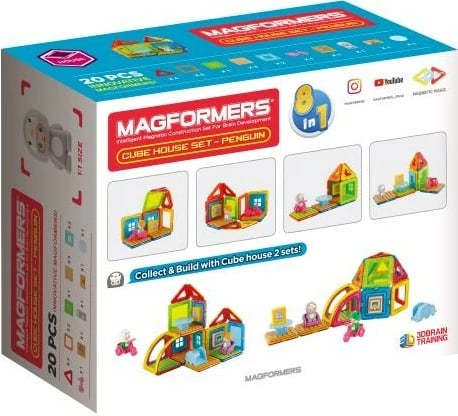 Set lodrash magnetike Magformers Cube House Penguin, 20 pjesë