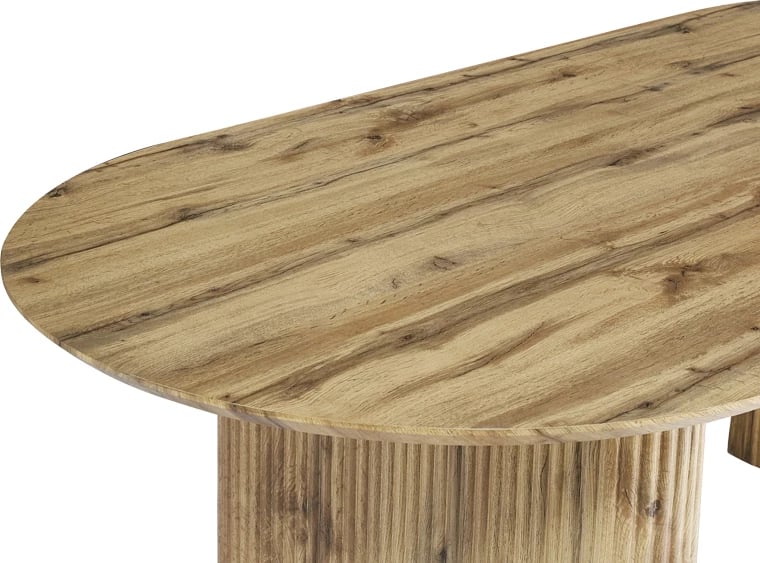 Tavolinë ngrënieje Nembou, MDF, ngjyrë lisi, 210x100x76cm