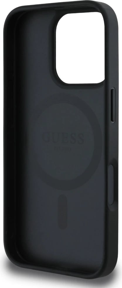 Mbështjellës Guess 4G Circle Classic Logo MagSafe për iPhone 16 Pro Max, zi