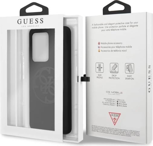 Mbështjellës Guess GUHCS69LS4GBK për Samsung Galaxy S20 Ultra, silikon, i zi