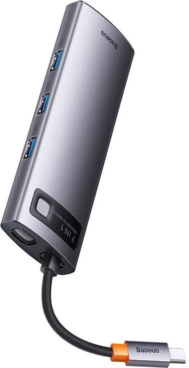 Hub USB-C Baseus Metal Gleam Series 7w1, gri