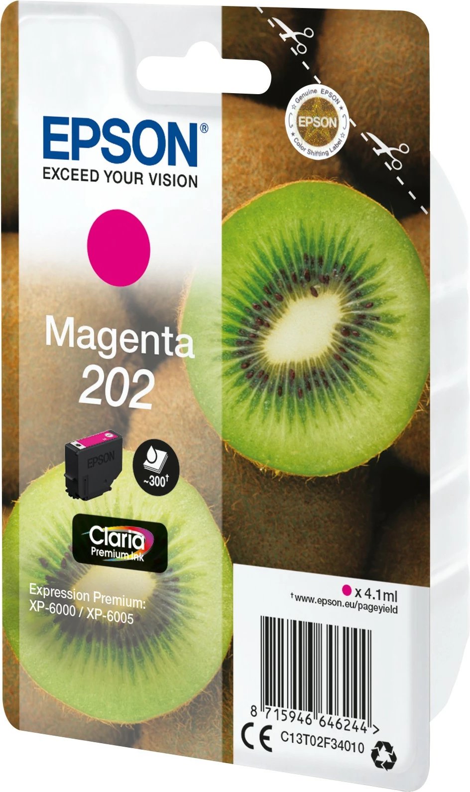 Bojë Epson Kiwi Singlepack Magenta 202 Claria Premium, Standard Yield, 4.1 ml