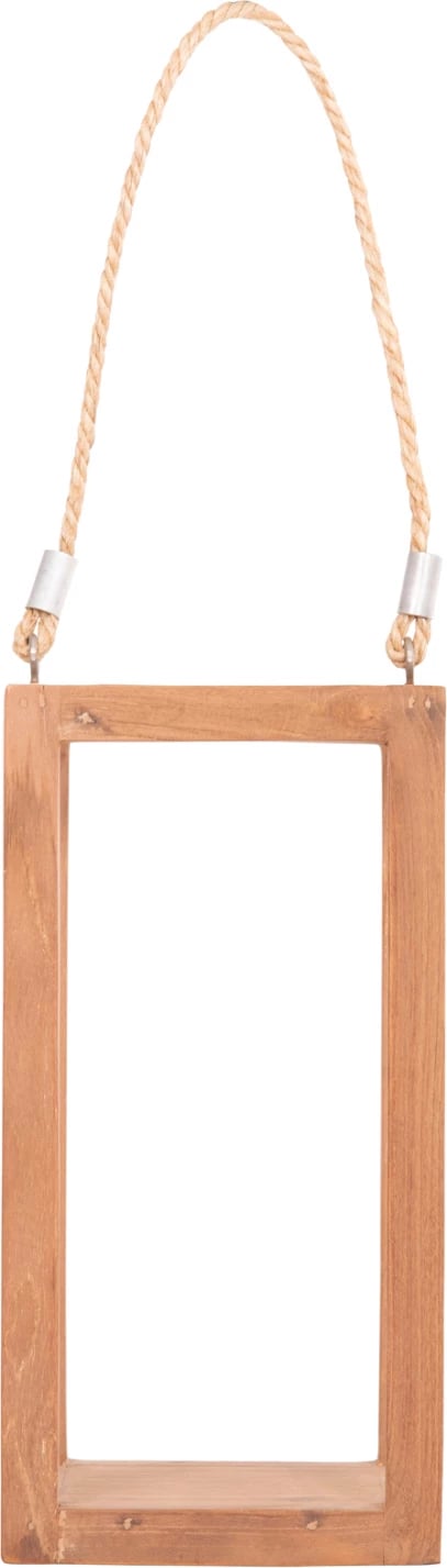 Fener dekorativ për tavolinë për qirinj, dru teak, ngjyrë natyrale, FENT FH4583, 15x15x30-53Hcm