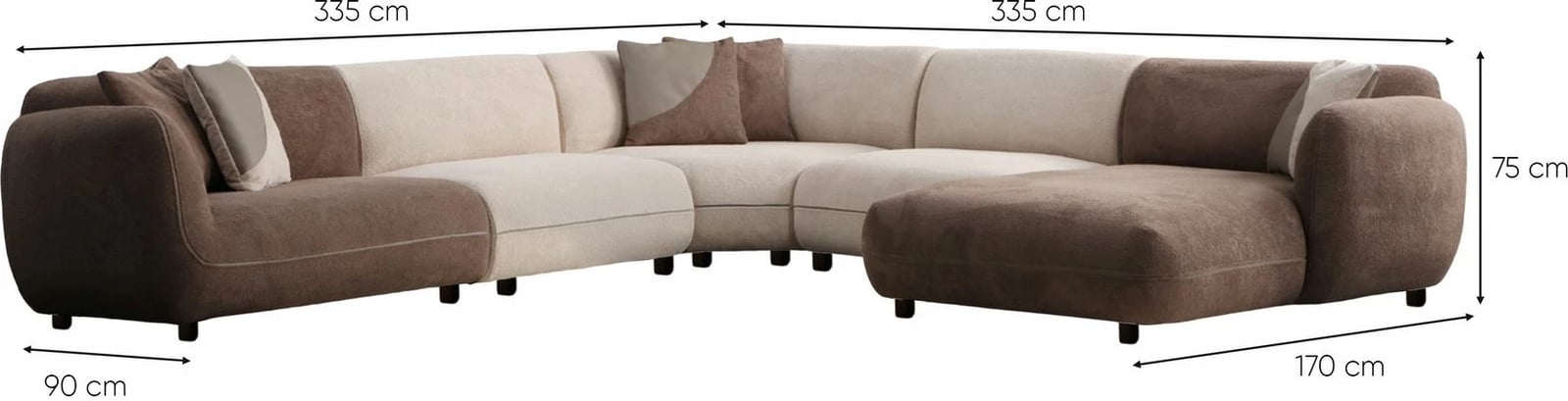 Këndollëse këndi Pavia, krem dhe kafe, 335x335cm, 5 pjesë