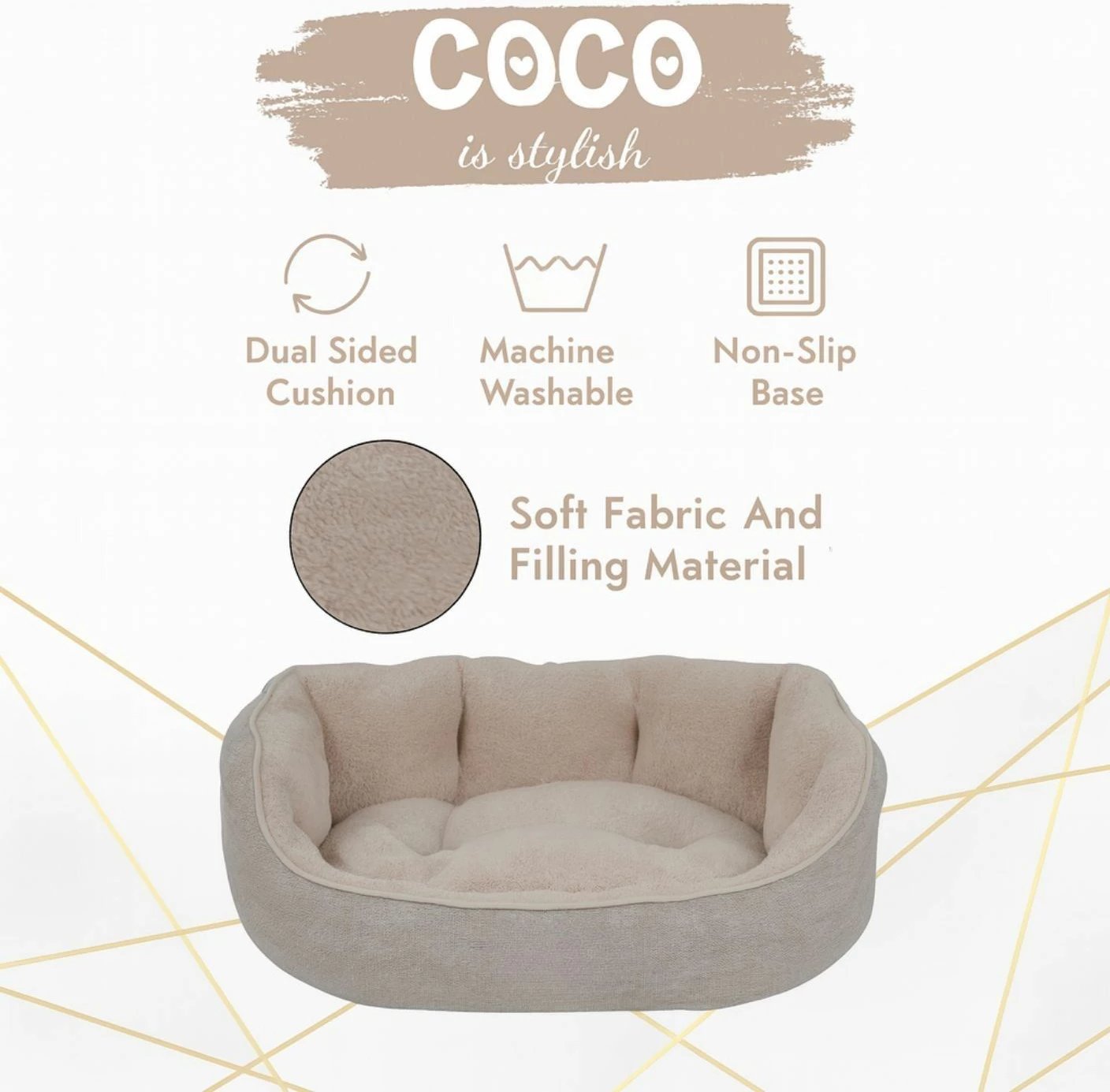 Shtrat për kafshë Coco S, ngjyrë bezhë