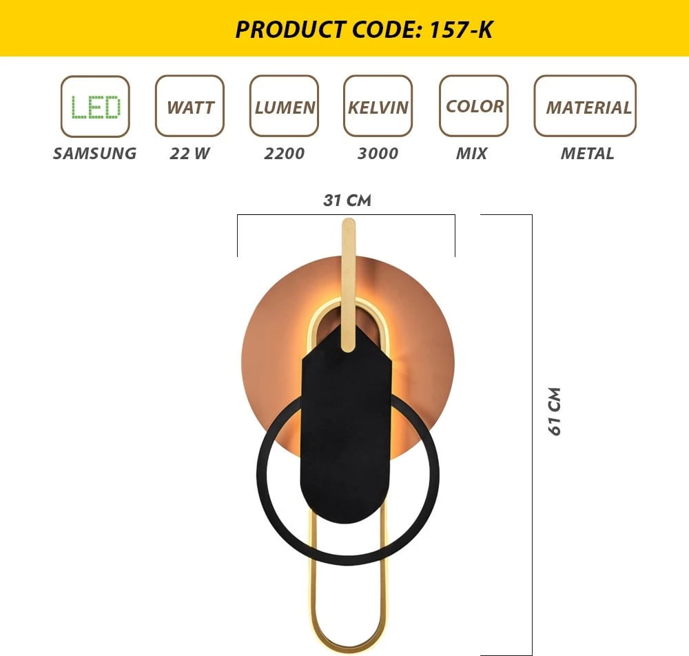 Llambë muri Opviq, L1124, shumëngjyrëshe
