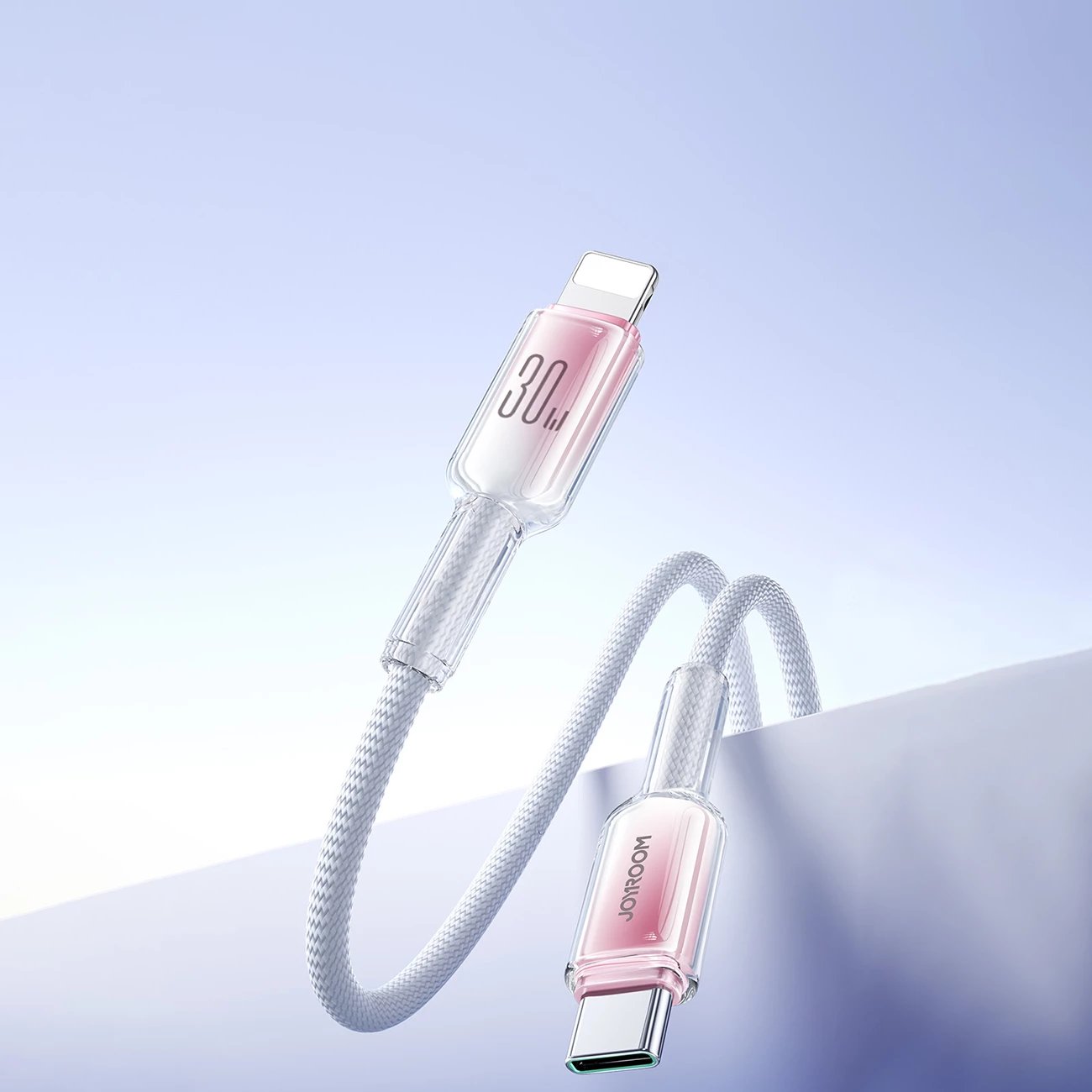 Kabllo Joyroom S-A42 Crystal-Clear Series, USB-C në Lightning, 1.2m, 30W, Bardhë