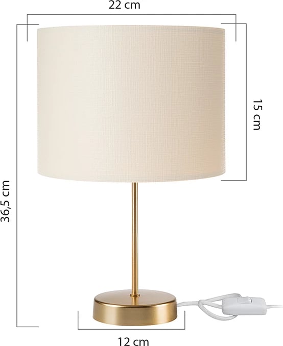 Llambë tavoline PWL-1183 Ε27 krem-ari D22x36.5cm