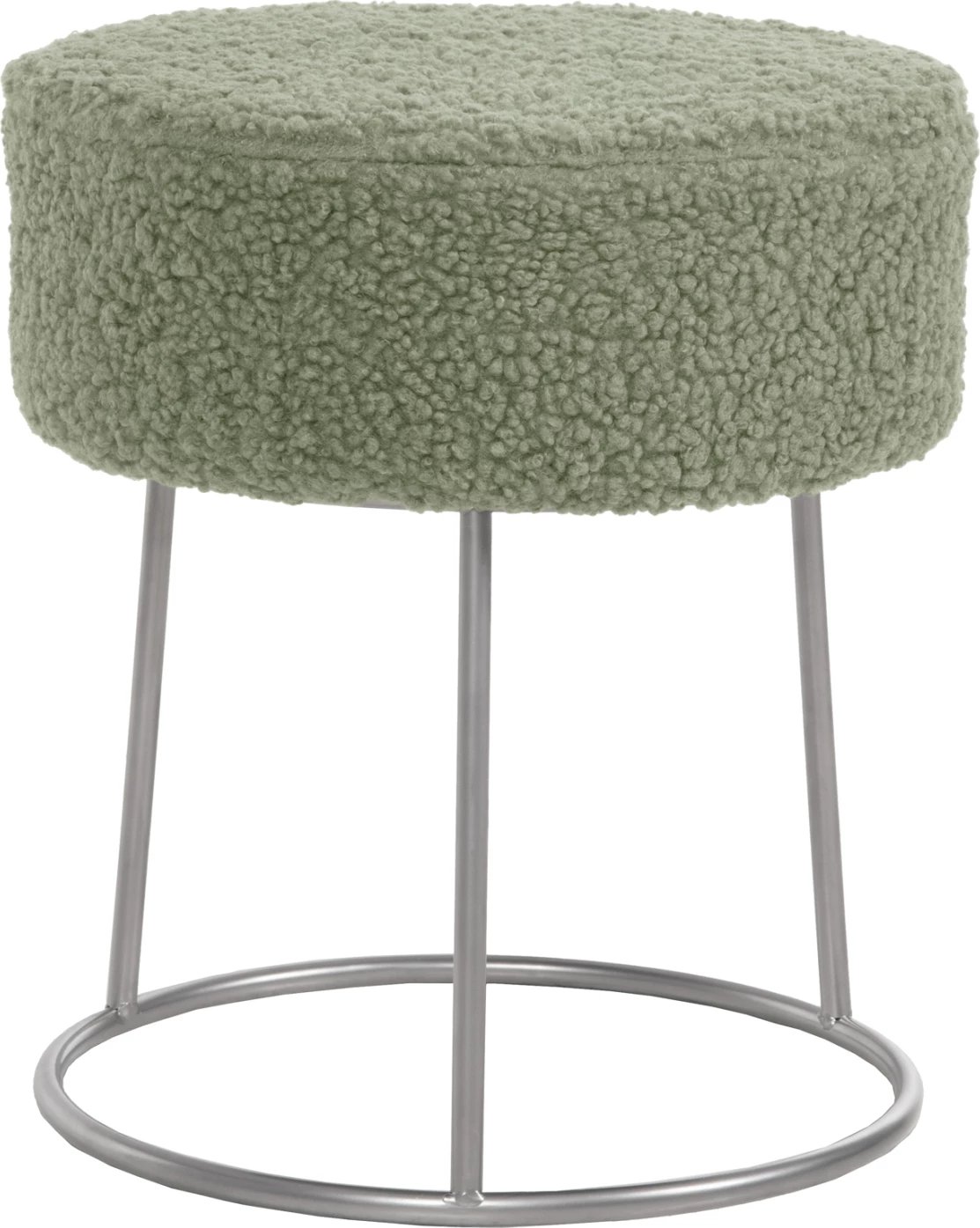 Karrige për bar KARLO FH8411.27, ngjyrë fëstëk, pëlhurë boucle, bazë argjendi, Φ35x41H cm