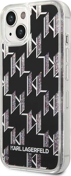 Mbështjellës Karl Lagerfeld KLHCP14MLMNMK për iPhone 14 Plus 6.7", hardcase, Liquid Glitter Monogram, zi