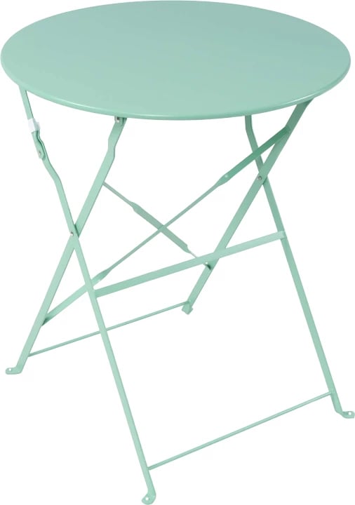 Tavolinë Bistro palosëse, metalike, ngjyrë mente, D60x71cm