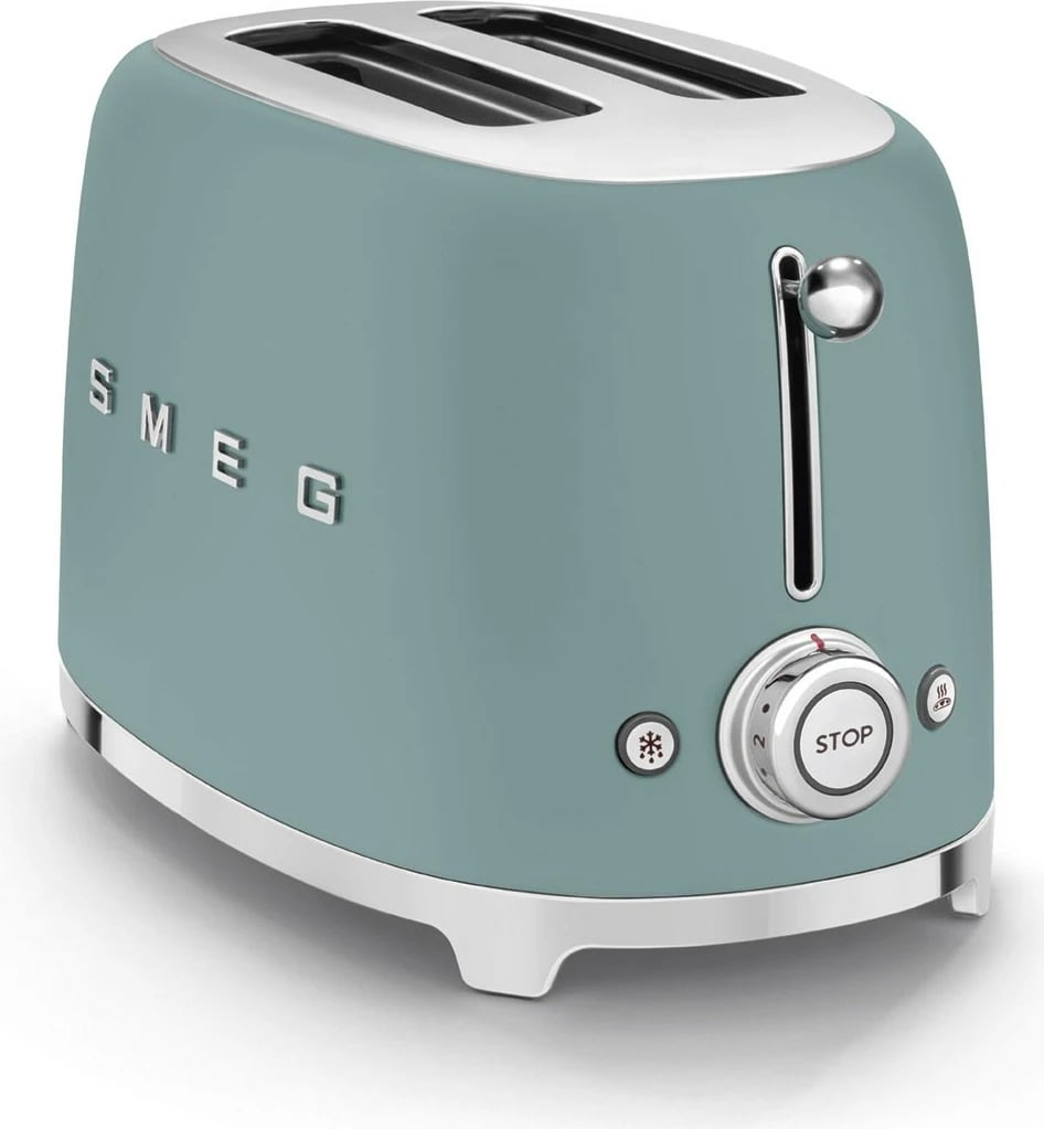 Tostues SMEG TSF01EGMEU, 2 feta, 950W, smaragd i gjelbër mat