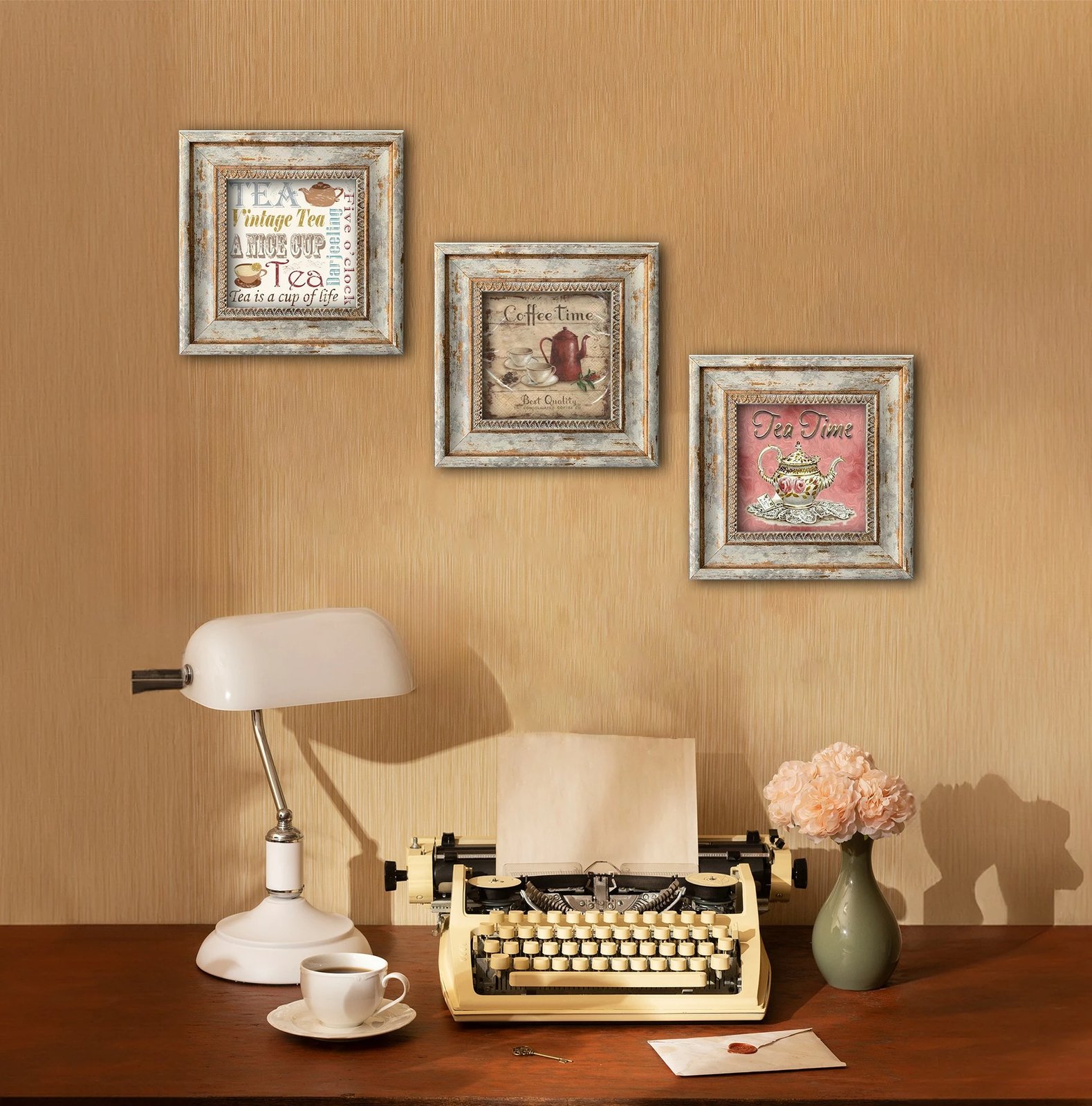 Piktura dekorative me kornizë MDF (3 copë), Wallity, Huhu323, 30x30cm