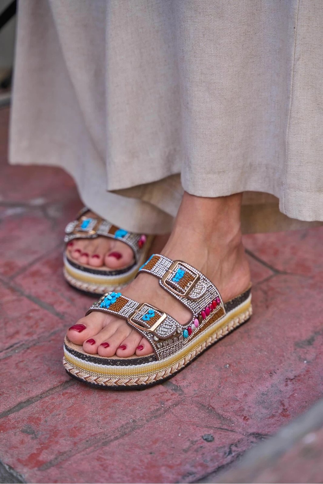 Pantofla për gra, Jumeon, MK1340125YR20-001, ngjyrë tan