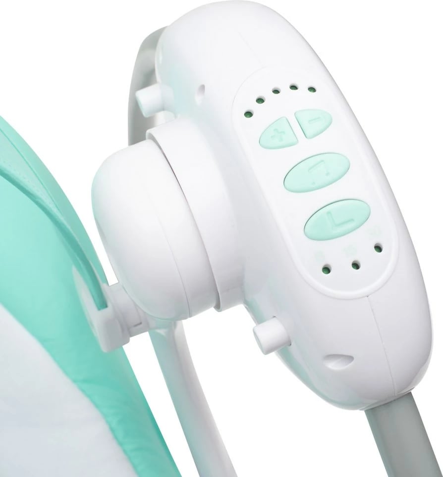 Karrige lëkundëse bebe NEW BABY TEDDY me 5 shpejtësi, timer dhe melodi, deri 9 kg, Mint