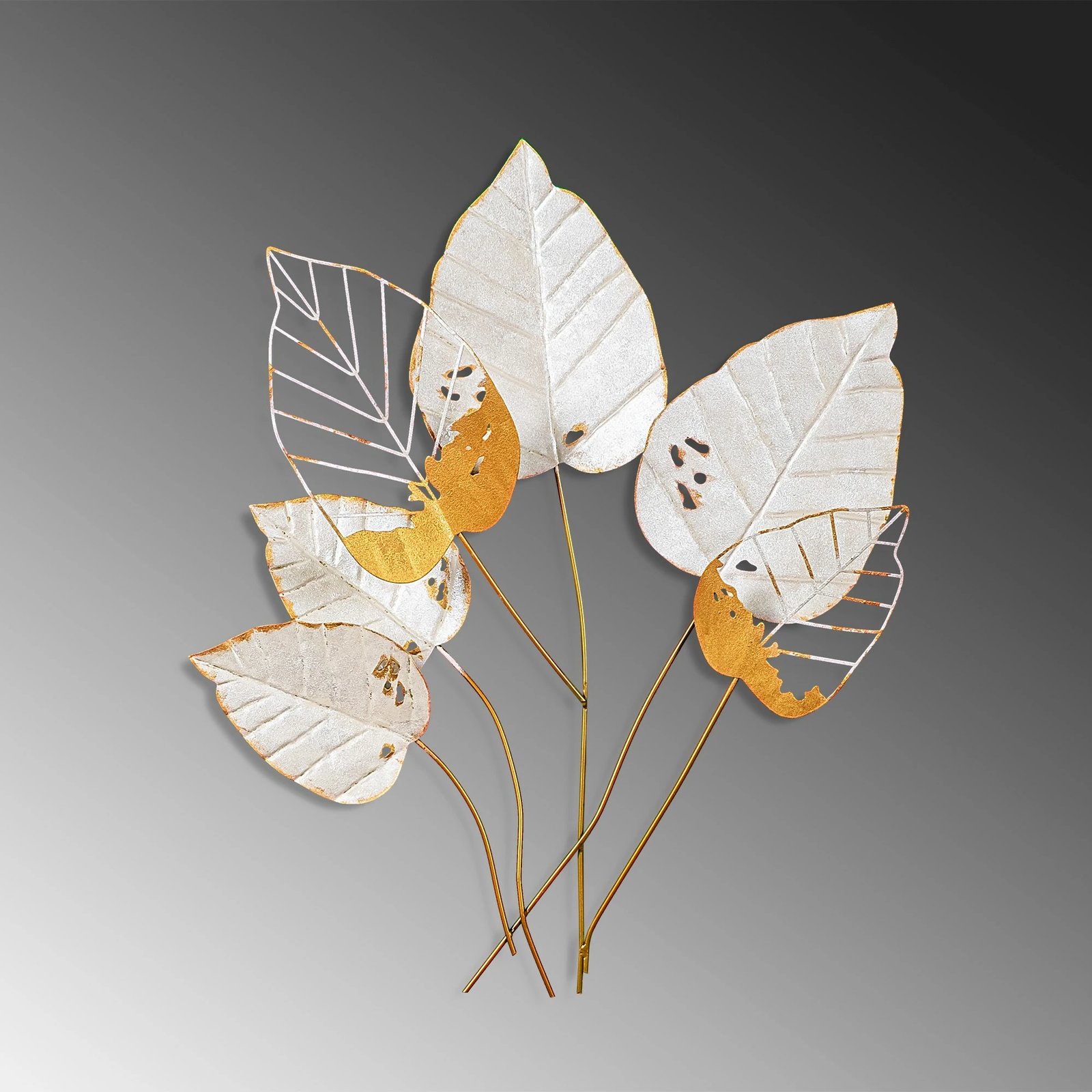 Aksesor dekorativ metalik për mur, Wallity, Feuille 2