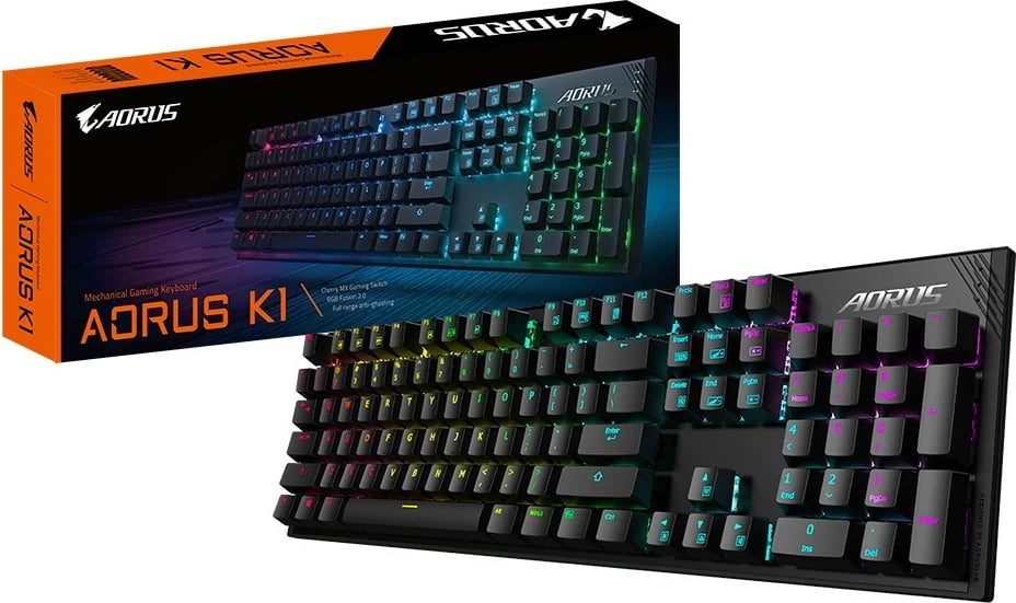 Tastierë mekanike Gigabyte AORUS K1, Cherry MX Red, RGB, full-size, e zezë