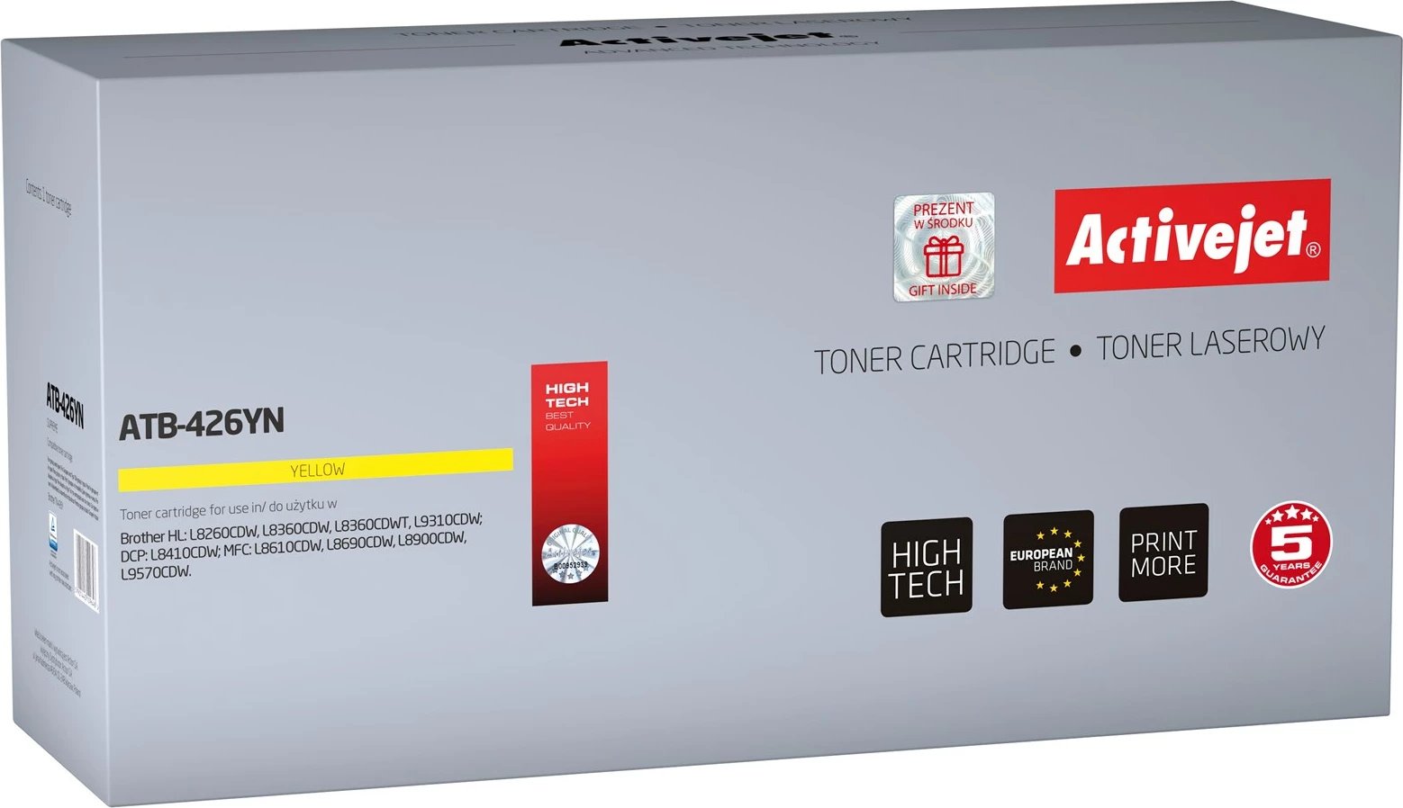 Toner zëvendësues Activejet ATB-426YN për printer Brother TN-426Y, i verdhë