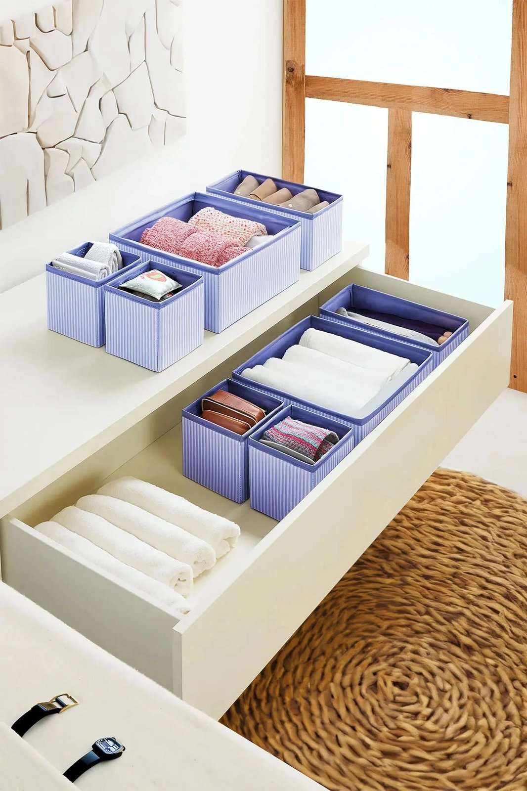 Set organizues prej ndjese (4 copë), Aberto Design, YLC422, ngjyrë kaltër e errët