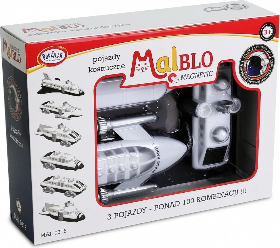 Set lodrash magnetike MalBlo nga MALIK, 3 automjete hapësinore, plastikë, e bardhë