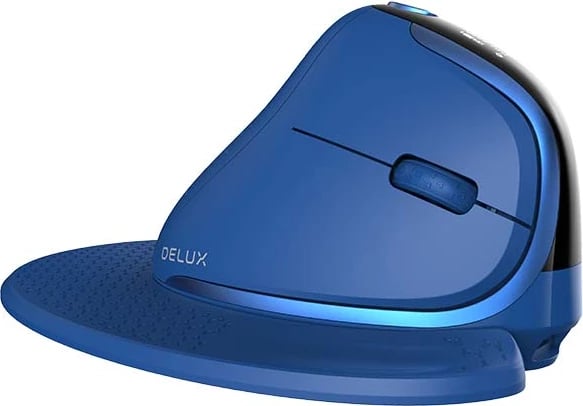 Maus vertikal Delux M618XSD, wireless BT+2.4G, OLED, RGB, USB-C, Blu