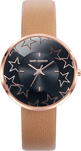 Orë dore për femra MARK MADDOX MC0018-30, e zezë me rrip kafe