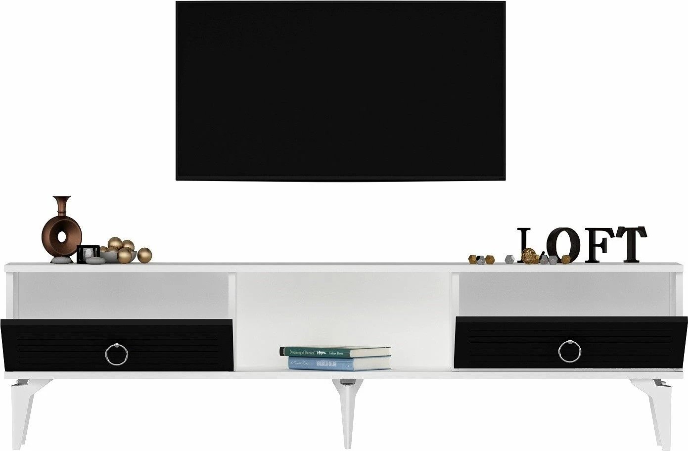 Komodë TV Skye Decor, Arona, e bardhë-antracit