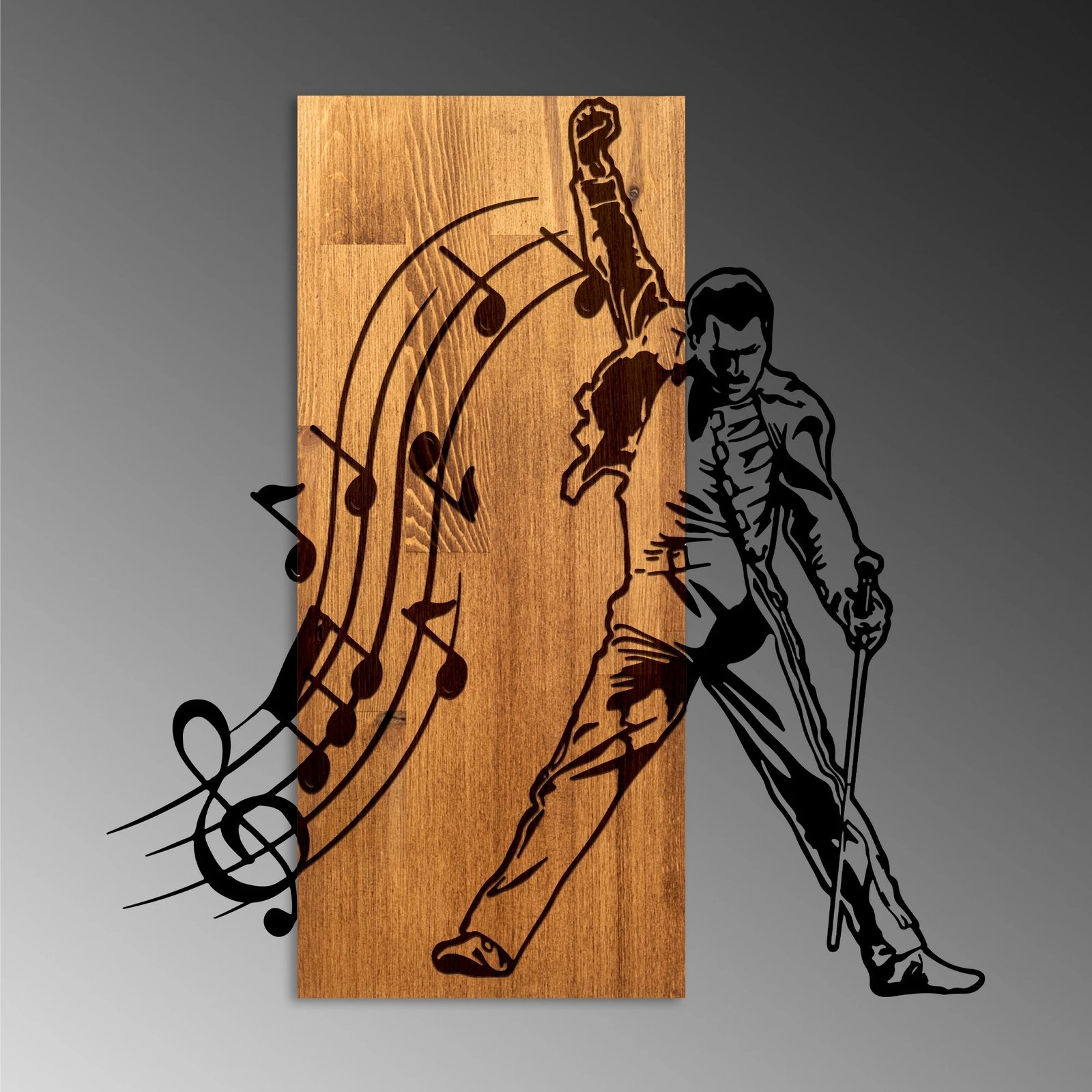 Aksesor dekorativ muri prej druri dhe metali, Wallity Mercury, ngjyrë arre dhe e zezë