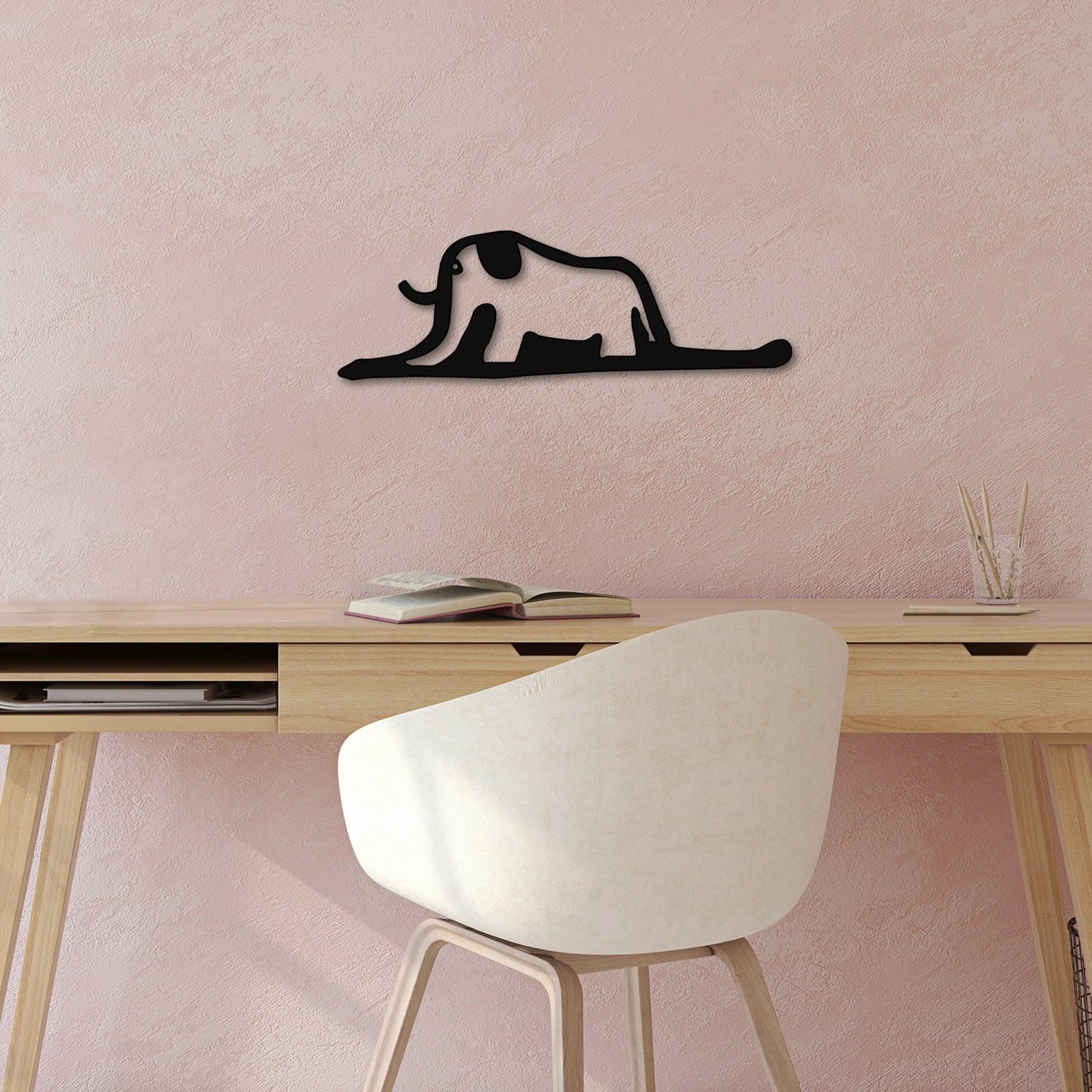 Aksesor dekorativ metalik për mur, elefant, Wallity, 63x21cm