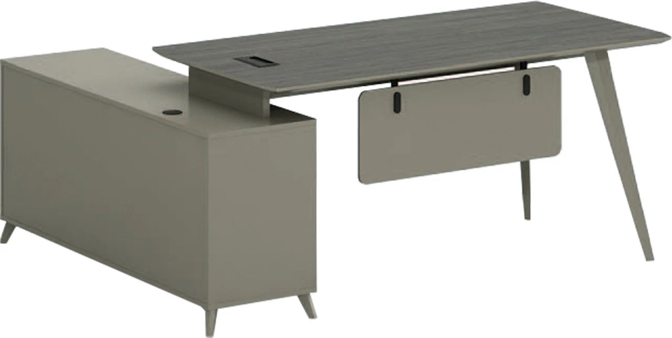 Tavolinë këndi profesionale për zyre, seri Lux, ngjyrë moka & hiri, 180x140x75, FH2116