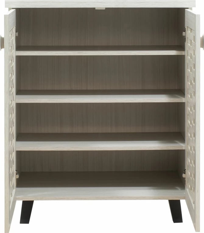 Dollap këpucësh MANTAM 12 palë, bardhë-gri, 78x40x92 cm