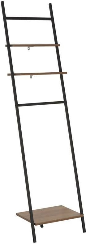 Raft organizues LANDMEGA me 2 shina, 3 rafte dhe shportë, H161.5x40x30cm, Ngjyrë e zezë me dru lisi