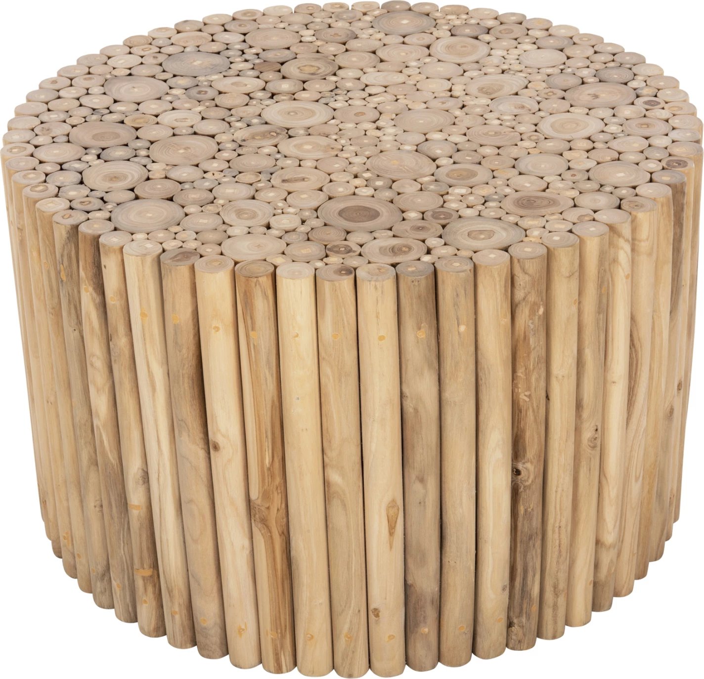 Tavolinë kafeje e rrumbullakët COOTER FH9863 degë TEAK - NATYRALE Φ80x50Hcm