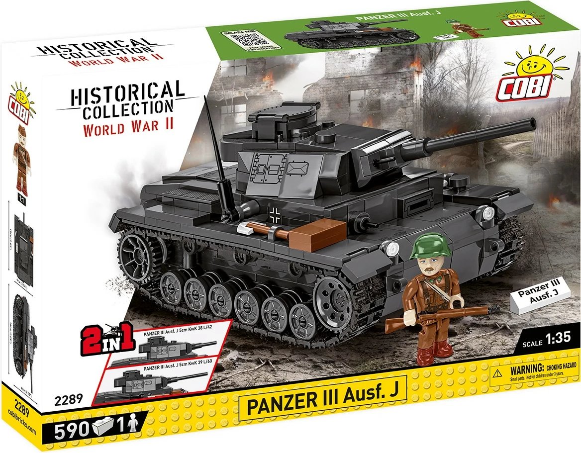 Set ndërtimi Cobi Klocki Panzer III Ausf. J, 590 pjesë, me figurë ushtari, plastikë