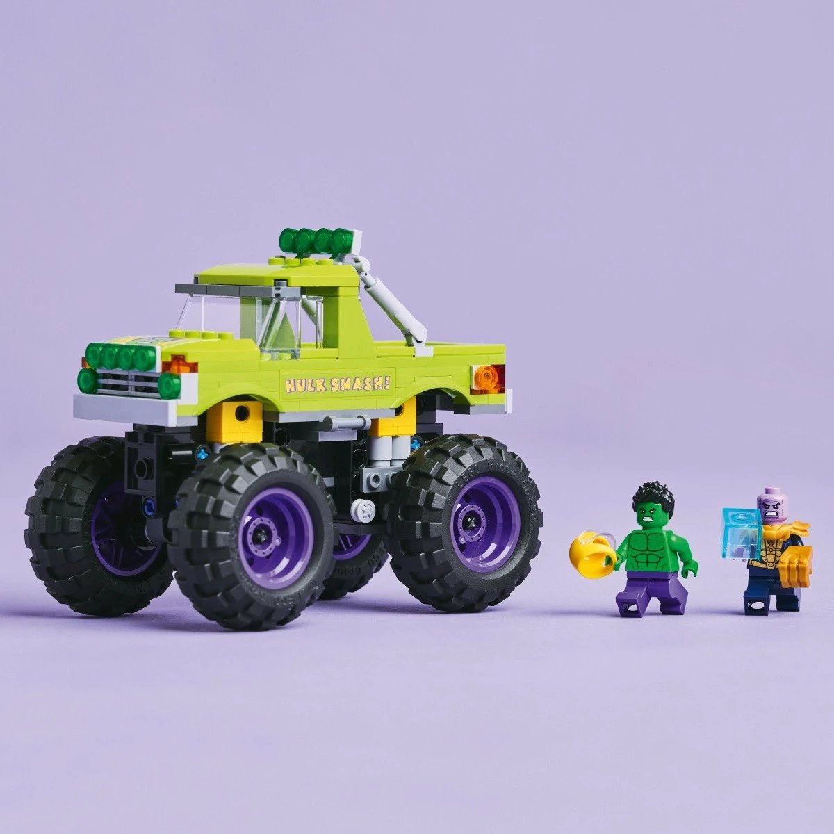 Set ndërtimi LEGO Marvel Super Heroes 76312, Monster Truck Hulk vs Thanos, 229 pjesë, Jeshile