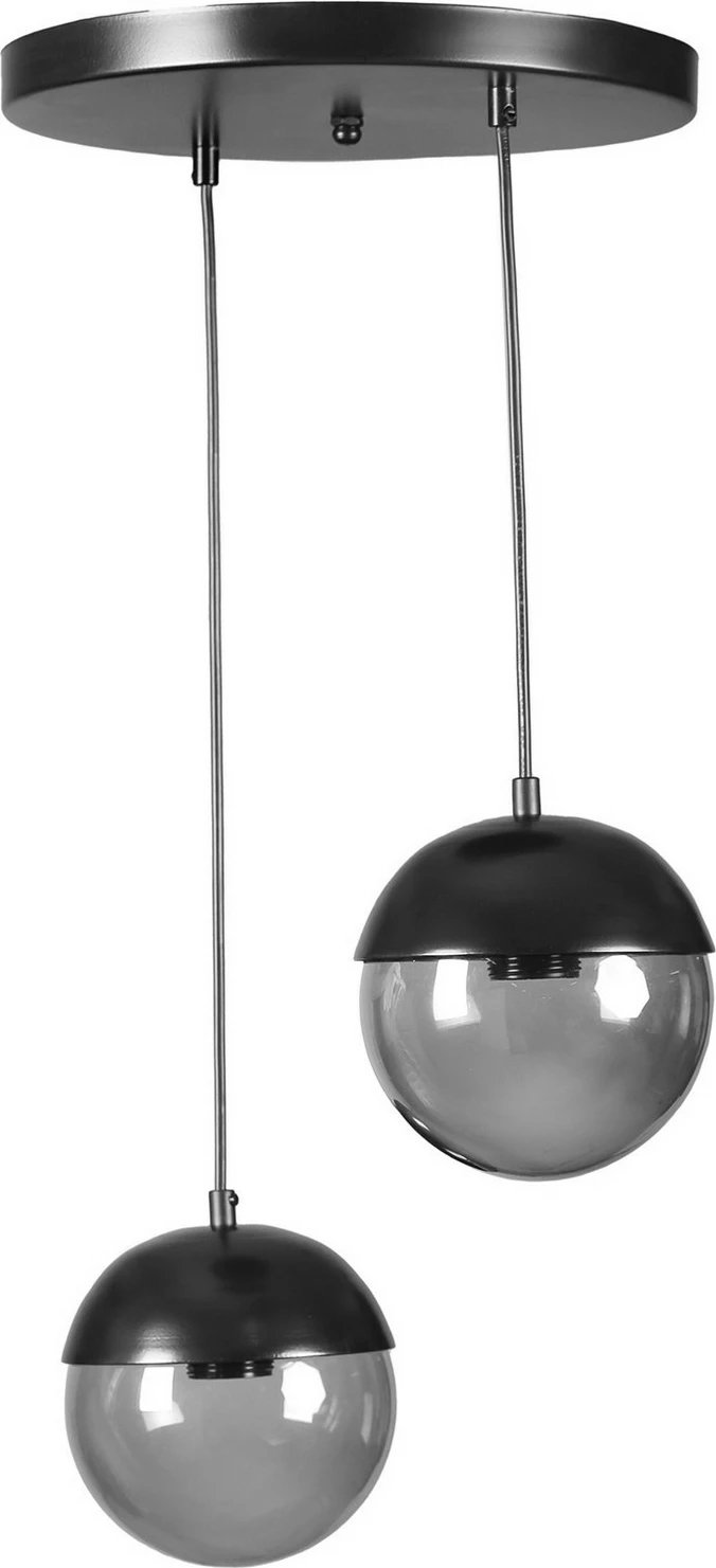 Llambë tavani Opviq, dy sfera, ngjyrë gri e errët, xham