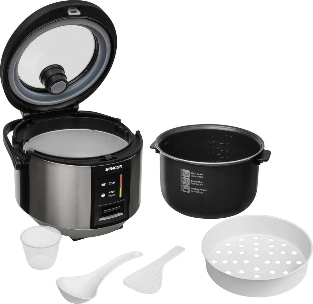 Tenxhere speciale për gatimin e orizit Sencor SRM 1890SS, 700 W, 1.8 l, e argjendtë