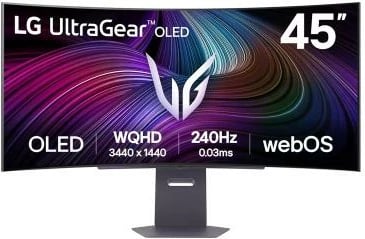 Monitor LG 45GX90SA-B 45GX90SAB (45GX90SA-B.AEU), 45", OLED, WQHD 3440x1440, 240Hz, 0.03ms, i lakuar, e zezë
