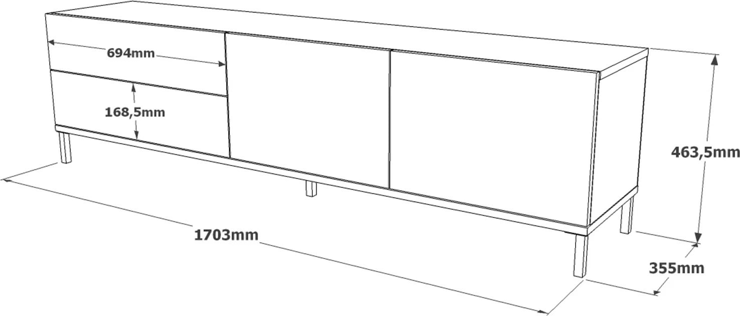 Komodë TV Skye Decor, LV6-RL, ngjyrë argjendi dhe e zezë
