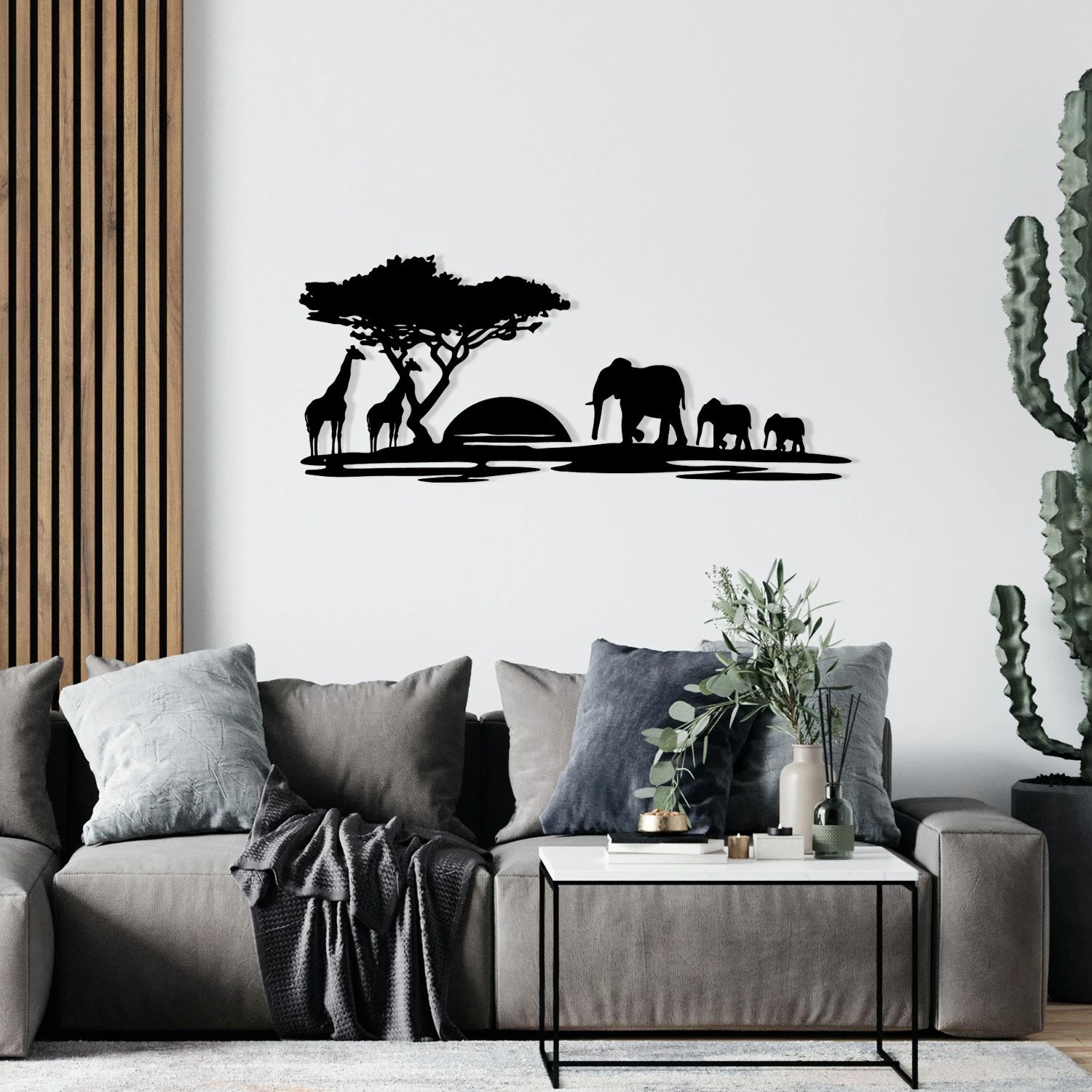 Aksesor dekorativ metalik për mur Wallity, Primavera, ngjyrë e zezë, 68x28cm