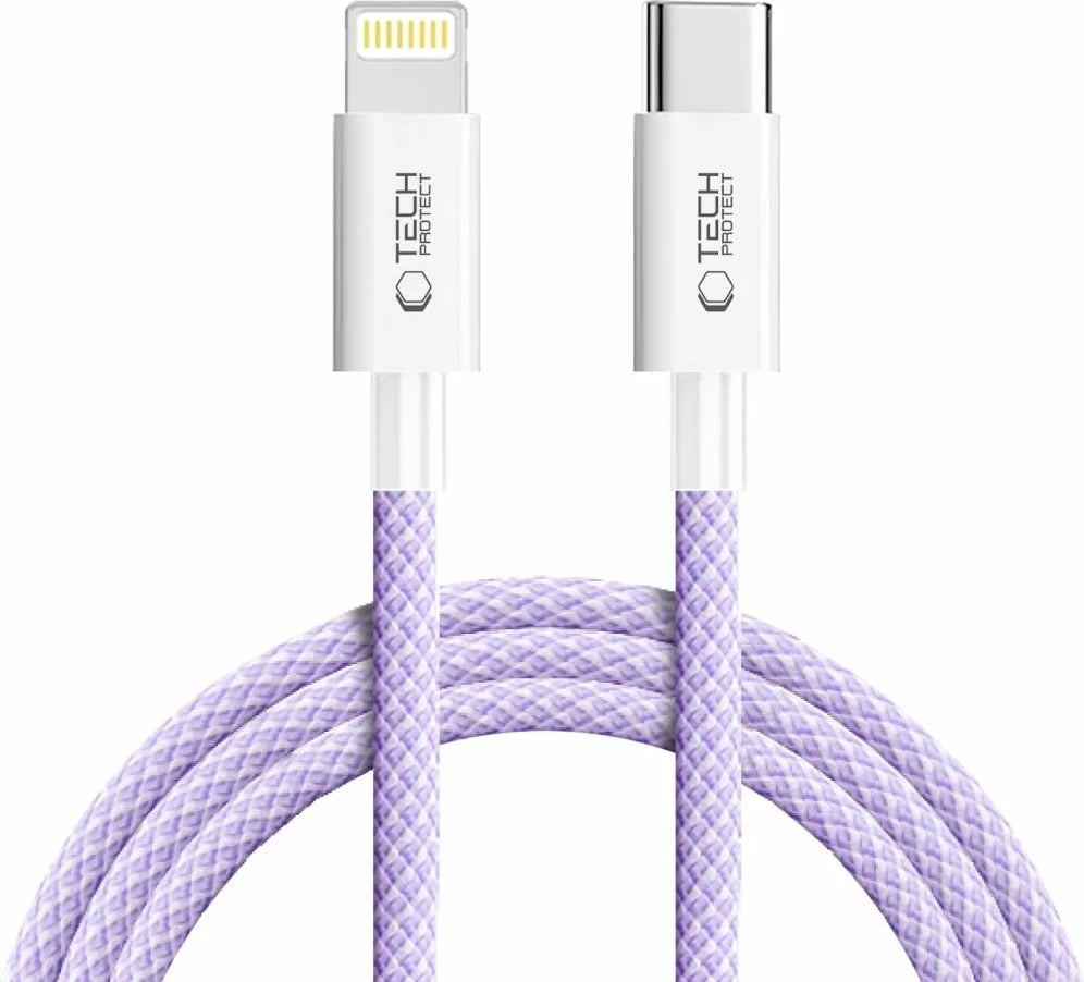 Kabllo karikimi Tech-Protect Ultraboost Lite, USB-C në Lightning, 2m, Violet