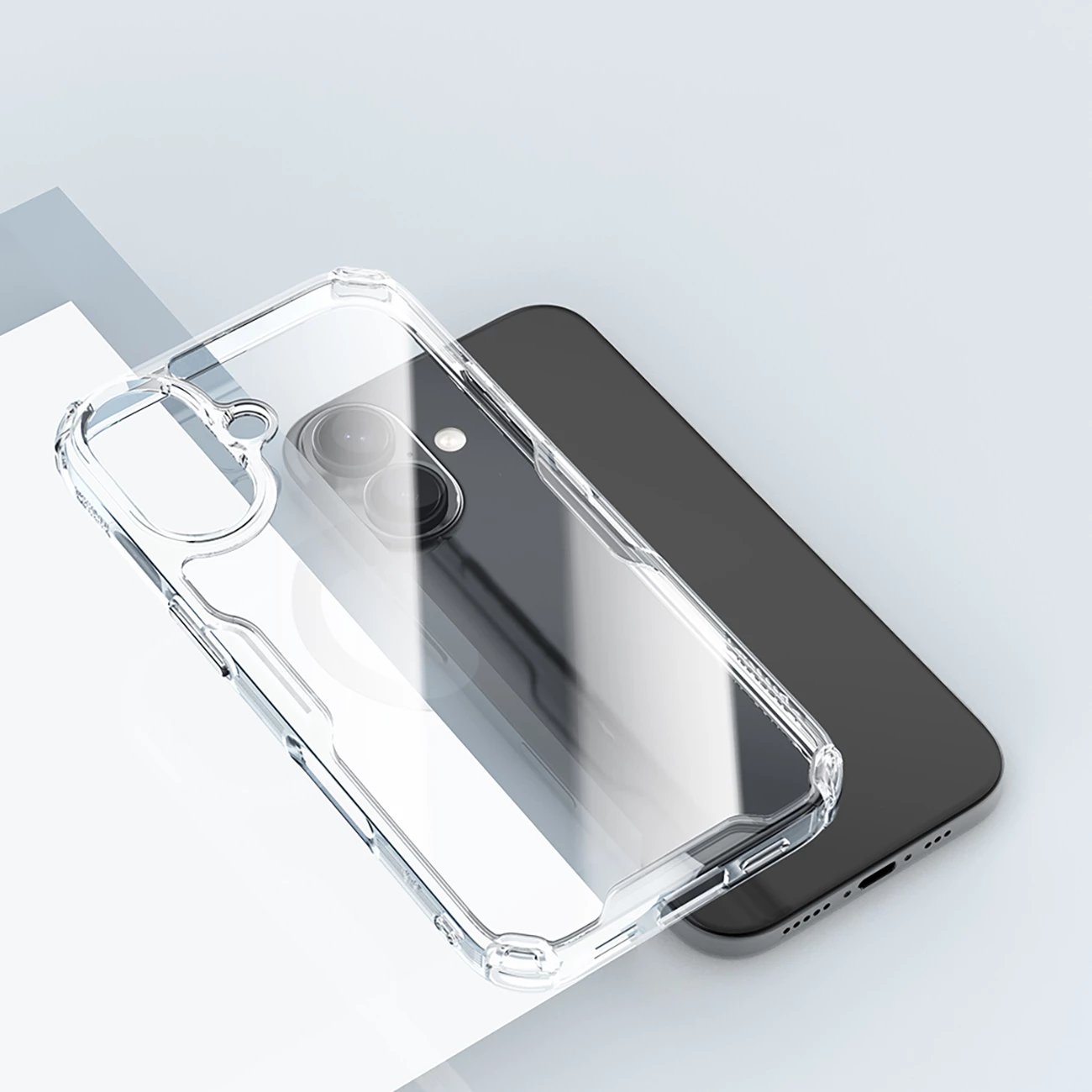 Mbështjellës Nillkin Nature Pro për iPhone 16, transparent dhe bardhë